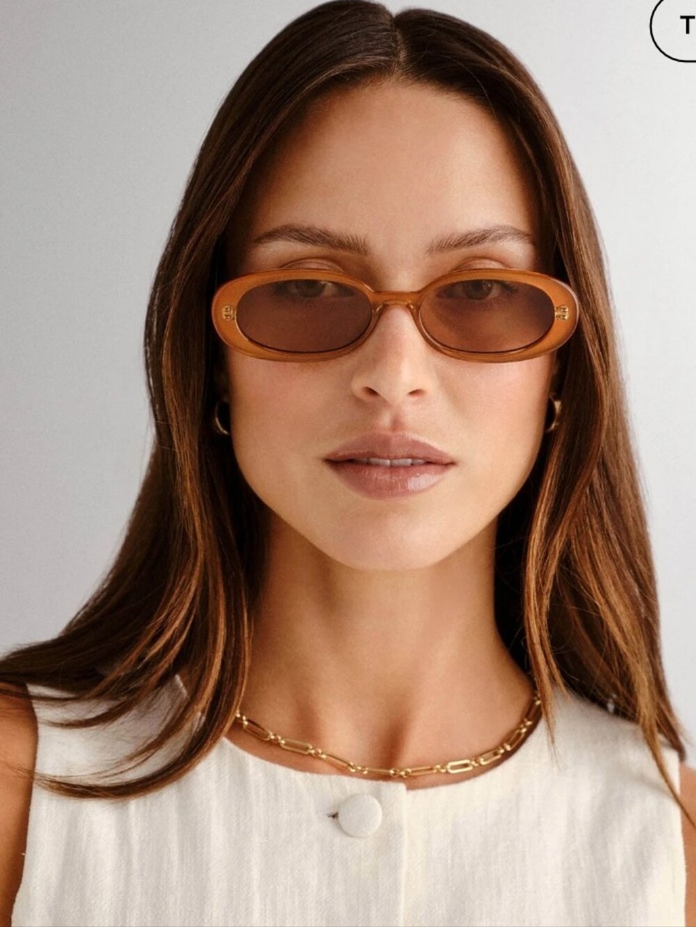 Le Specs Outta Love Brown Oval Women's Sunglasses - Like New